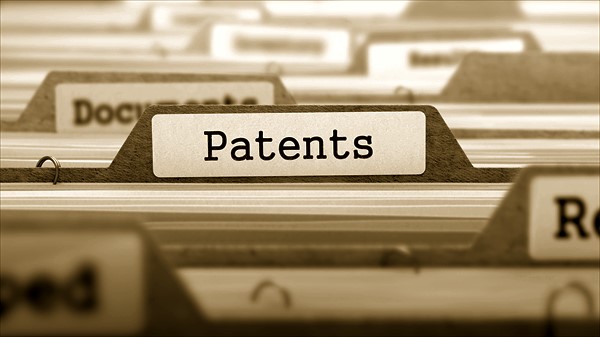 Patents File Label in drawer of files